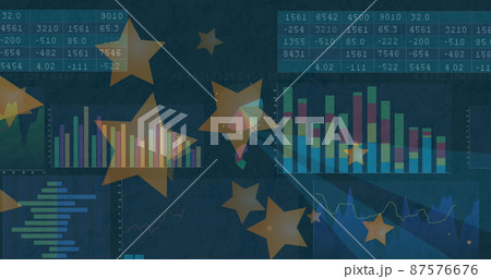 Image of american flag with statistics processing Image of american flag with statistics processing 87576676