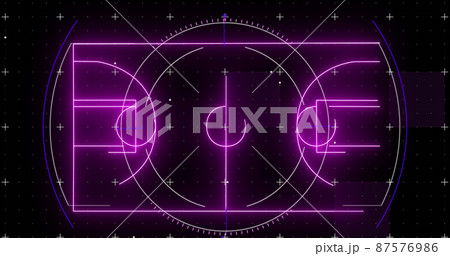 Image of purple neon basketball court and markers Image of purple neon basketball court and markers 87576986