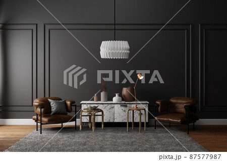3d rendered black concept interior design graphic 87577987