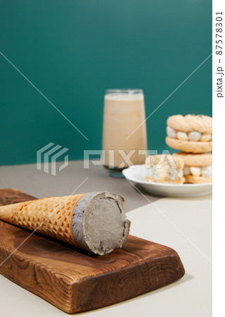 dacquoise, latte and icecream dacquoise, latte and icecream 87578301