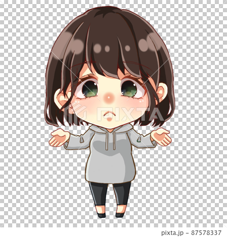 両手を広げて困る女性　イラスト 87578337