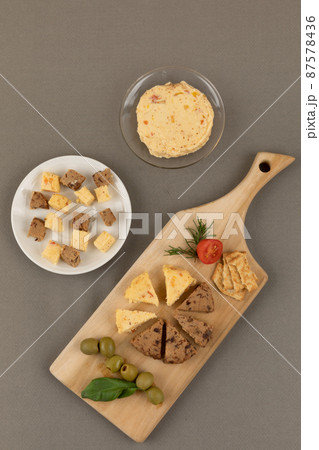 fruit cheese in gray background 87578436