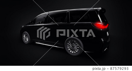 Black Minivan family city car. Premium Business Car. 3D illustration 87579293