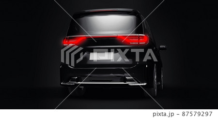 Black Minivan family city car. Premium Business Car. 3D illustration Black Minivan family city car. Premium Business Car. 3D illustration 87579297