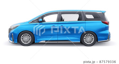Blue Minivan family city car. Premium Business Car. 3D illustration Blue Minivan family city car. Premium Business Car. 3D illustration 87579336
