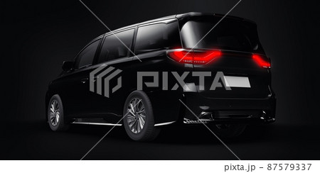 Black Minivan family city car. Premium Business Car. 3D illustration 87579337