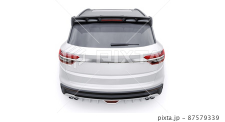 White sports compact car SUV. 3d render illustrration 87579339