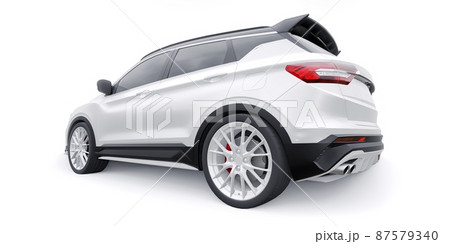 White sports compact car SUV. 3d render illustrration White sports compact car SUV. 3d render illustrration 87579340
