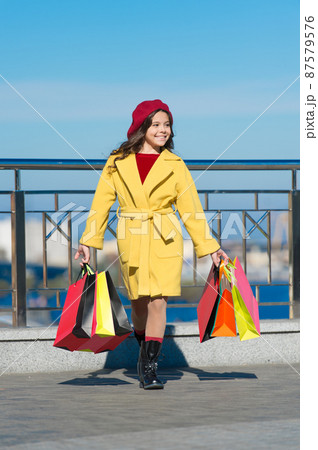 Spring sales. Kid fashion look. Autumn trend. Shopping day Spring sales. Kid fashion look. Autumn trend. Shopping day 87579576