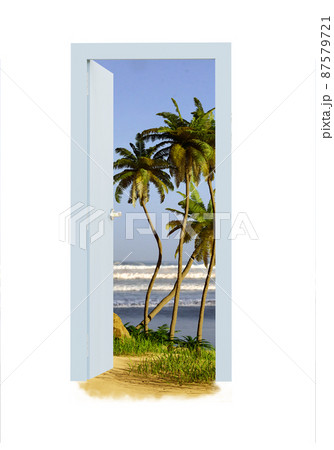 A door to beautiful tropical Beach island  87579721
