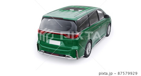 Green Minivan family city car. Premium Business Car. 3D illustration Green Minivan family city car. Premium Business Car. 3D illustration 87579929