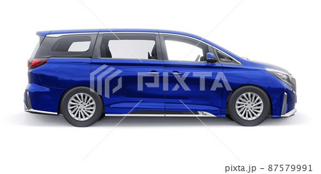 Blue Minivan family city car. Premium Business Car. 3D illustration Blue Minivan family city car. Premium Business Car. 3D illustration 87579991