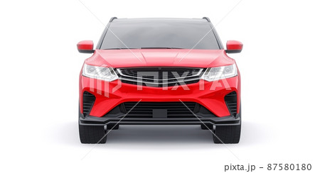 Red sports compact car SUV. 3d render illustrration 87580180