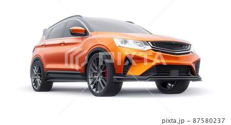 Orange sports compact car SUV. 3d render illustrration Orange sports compact car SUV. 3d render illustrration 87580237