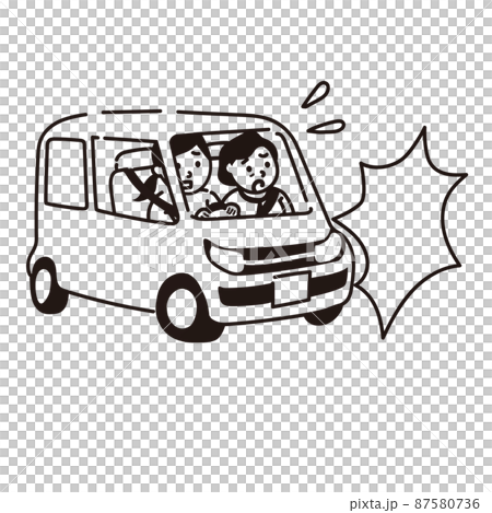 Illustration vector woman driving a car accident Illustration vector woman driving a car accident 87580736