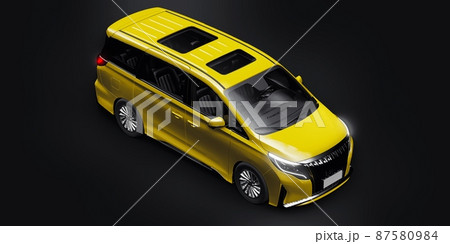 Yellow Minivan family city car. Premium Business Car. 3D illustration Yellow Minivan family city car. Premium Business Car. 3D illustration 87580984