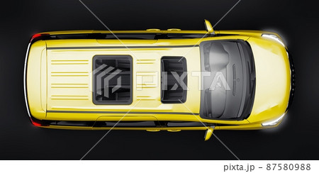 Yellow Minivan family city car. Premium Business Car. 3D illustration 87580988