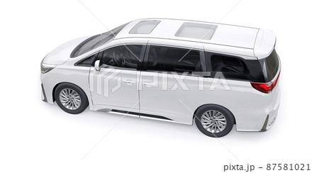 White Minivan family city car. Premium Business Car. 3D illustration White Minivan family city car. Premium Business Car. 3D illustration 87581021