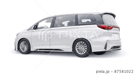 White Minivan family city car. Premium Business Car. 3D illustration White Minivan family city car. Premium Business Car. 3D illustration 87581022