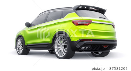 Green sports compact car SUV. 3d render illustrration 87581205
