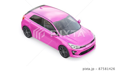 Compact urban family hatchback. 3d illustrration. Compact urban family hatchback. 3d illustrration. 87581426