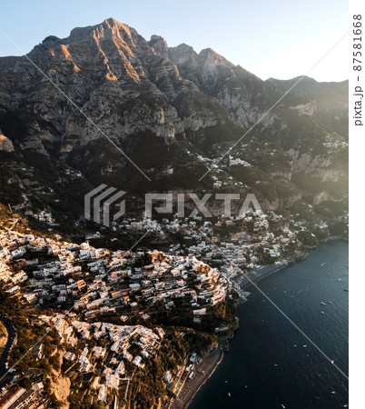 Aerial view of Positano, a little town along Amalfi Coast Aerial view of Positano, a little town along Amalfi Coast 87581668