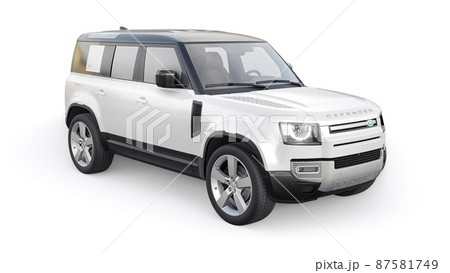 Tula, Russia. February 16, 2022: Land Rover Defender 2020. Expedition SUV for rural areas and outdoor activities. 3d render 87581749