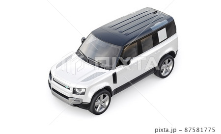 Tula, Russia. February 16, 2022: Land Rover Defender 2020. Expedition SUV for rural areas and outdoor activities. 3d render 87581775