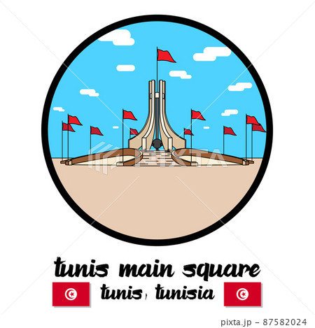 Circle Icon line Tunis Main Square. vector illustration Circle Icon line Tunis Main Square. vector illustration 87582024