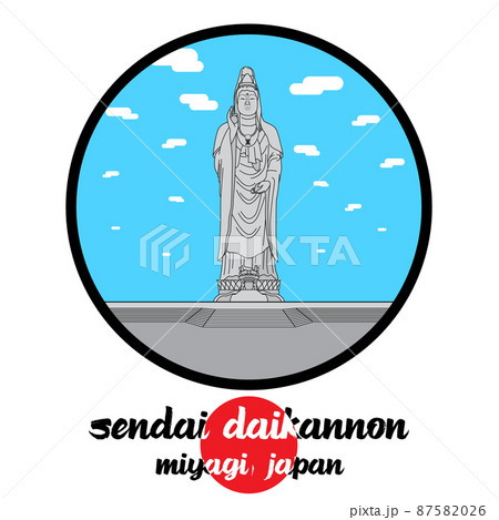 Circle Icon line Sendai Daikannon. vector illustration 87582026
