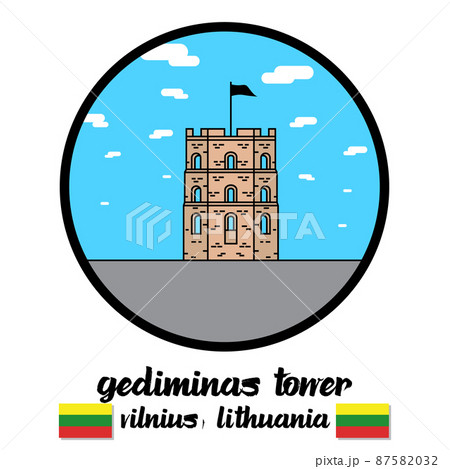 Circle Icon line Gediminas Tower. vector illustration 87582032