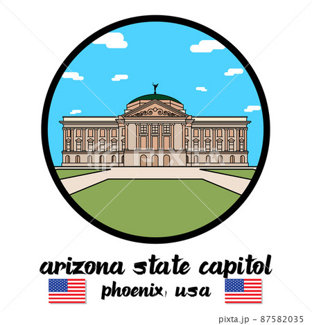 Circle Icon line Arizona State Capitol. vector illustration 87582035