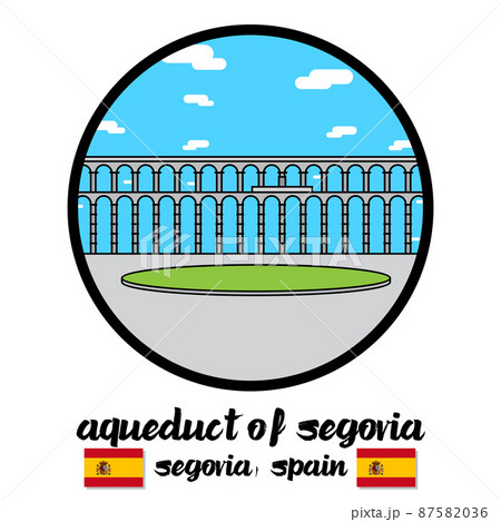Circle Icon line Aqueduct of Segovia. vector illustration Circle Icon line Aqueduct of Segovia. vector illustration 87582036