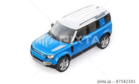 Tula, Russia. February 16, 2022: Land Rover Defender 2020. Blue Expedition SUV for rural areas and outdoor activities. 3d render Tula, Russia. February 16, 2022: Land Rover Defender 2020. Blue Expedition SUV for rural areas and outdoor activities. 3d render 87582391