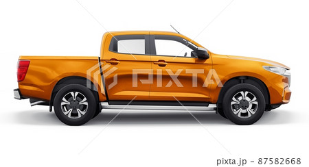 Mid-size modern pickup truck. 3D illustration Mid-size modern pickup truck. 3D illustration 87582668