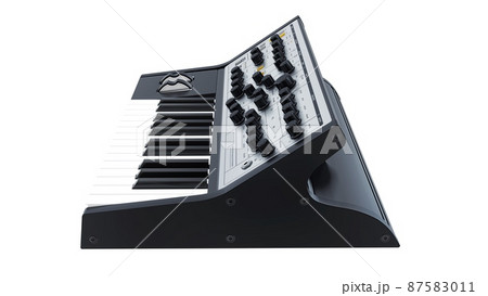 Black analog synthesizer 3D illustration Black analog synthesizer 3D illustration 87583011