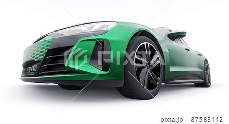 Premium electric sports sedan. Car isolated on white background. 3d rendering. 87583442
