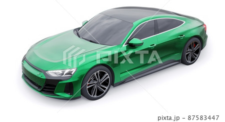 Premium electric sports sedan. Car isolated on white background. 3d rendering. 87583447