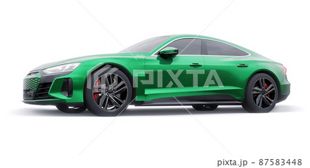 Premium electric sports sedan. Car isolated on white background. 3d rendering. 87583448
