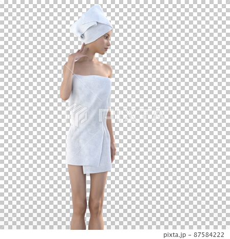 バスタオル姿の若い女性 Perming3dcgイラスト素材のイラスト素材