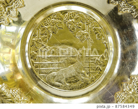 retro brass plate ornamental background 87584349