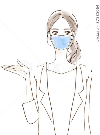 医療従事者のイラスト　人物　女性　白衣を着た女医 87585064