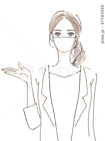 マスクを着けた医療従事者の女性　働く人物のイラスト 87585066