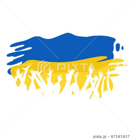 Crowd of people on the flag of Ukraine 87585837
