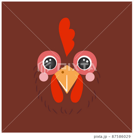 Cute rooster portrait square smiley head cartoon round shape animal face, isolated vector icon illustration. Flat farm Cute rooster portrait square smiley head cartoon round shape animal face, isolated vector icon illustration. Flat farm 87586029