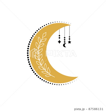 Crescent moon with plant 87586131
