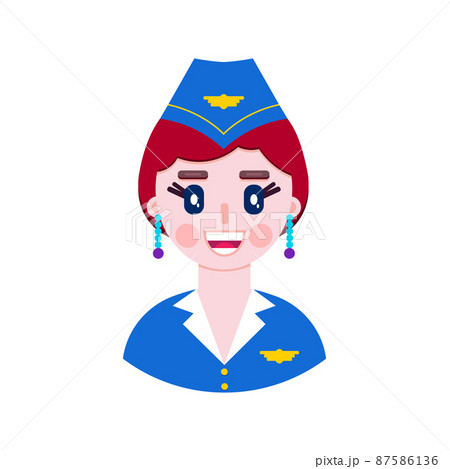Woman fly attendant in flat style. Woman fly attendant in flat style. 87586136