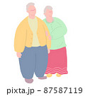 腕を組んで上を見上げる老夫婦 87587119