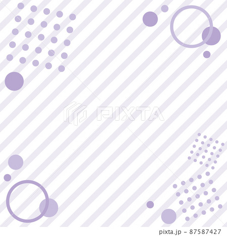 幾何学模様とストライプの正方形フレーム／丸・紫 87587427