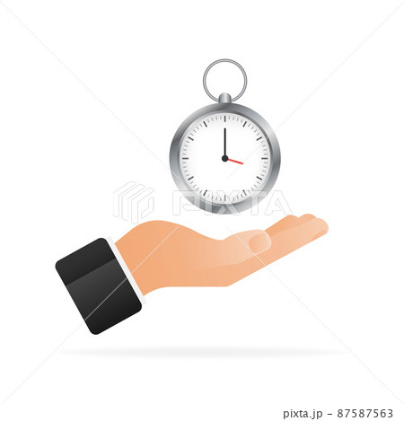 Flat style illustration with timer in hand for concept design. Vector illustration design 87587563